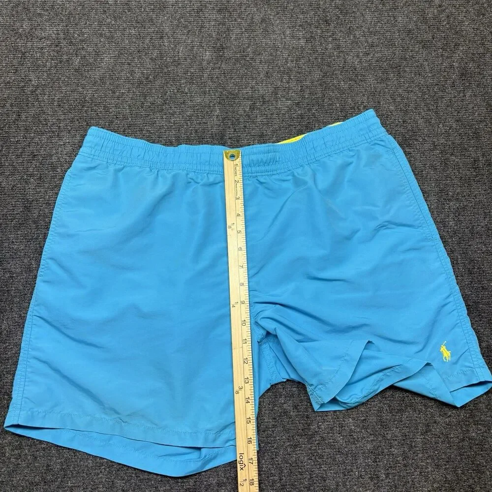 Vintage Polo Ralph Lauren Swim Trunks Shorts Mens XL Blue Yellow Pony Mesh Lined